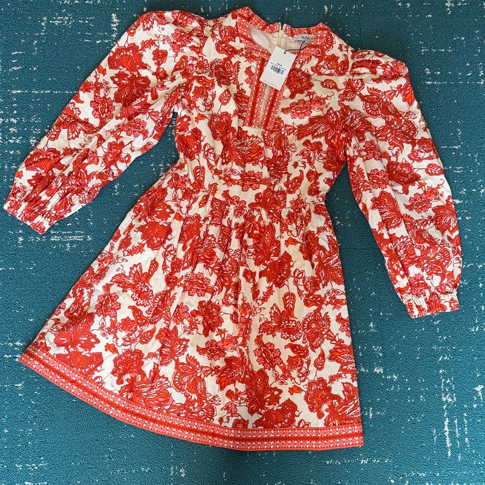 Red Floral Long-Sleeve Women’s Dress